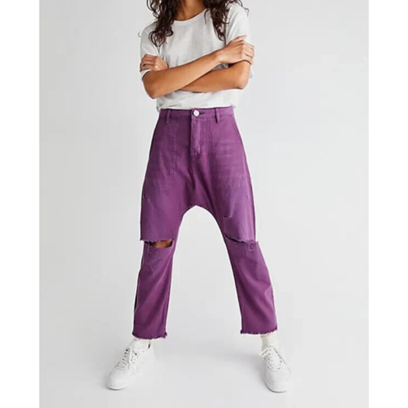 One Teaspoon Deep Purple Sinners Distressed Harem Jeans Size 25 NWT - Picture 1 of 8